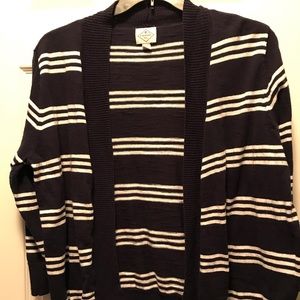 Navy & White Striped Cardigan